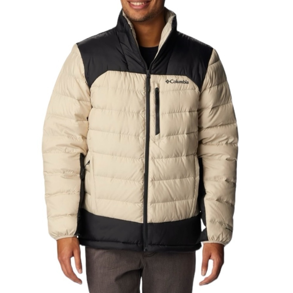 NWT Columbia Men Autumn Park Insulated Down Jacket Omni-Heat Ancient Fossil/Blk